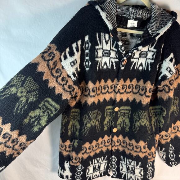 Incas Arts Women’s 100% Wool Hand Knit Sweater Artisan Handmade Artistic Print - Picture 5 of 16